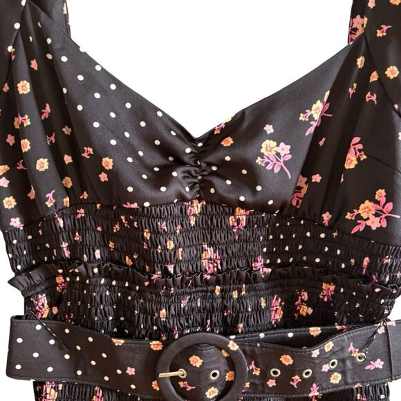 For Love and Lemons NWOT Camellia Smocked Belted Mini Dress - Picture 11 of 12